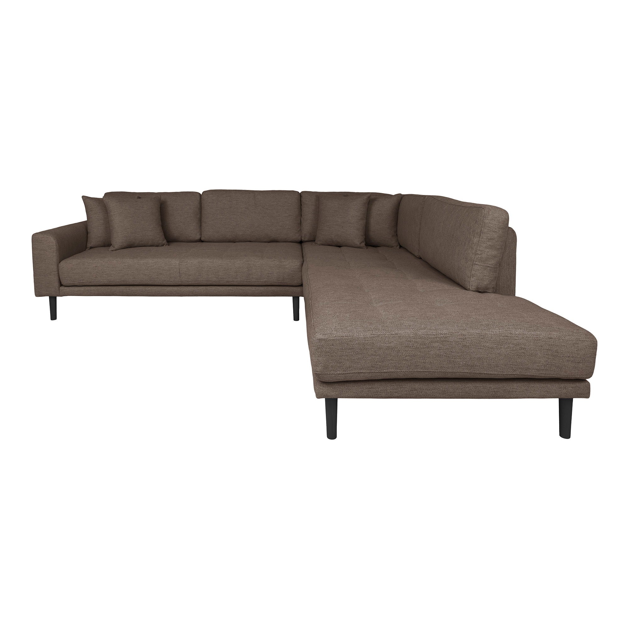 Lido – Ecksofa mit offenem Ende, rechtsbündig, schwarze Holzbeine, 92–220 × 257 × 76 cm